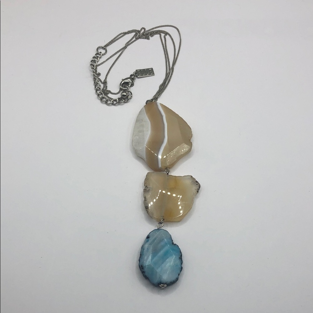 Elle chunky stone gemstone Y drop long chain necklace statement style boho.